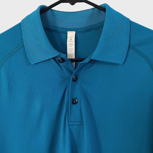Lululemon Metal Vent Tech Polo Shirt Teal Men's Medium San Jose Sharks Logo - Picture 5 of 12